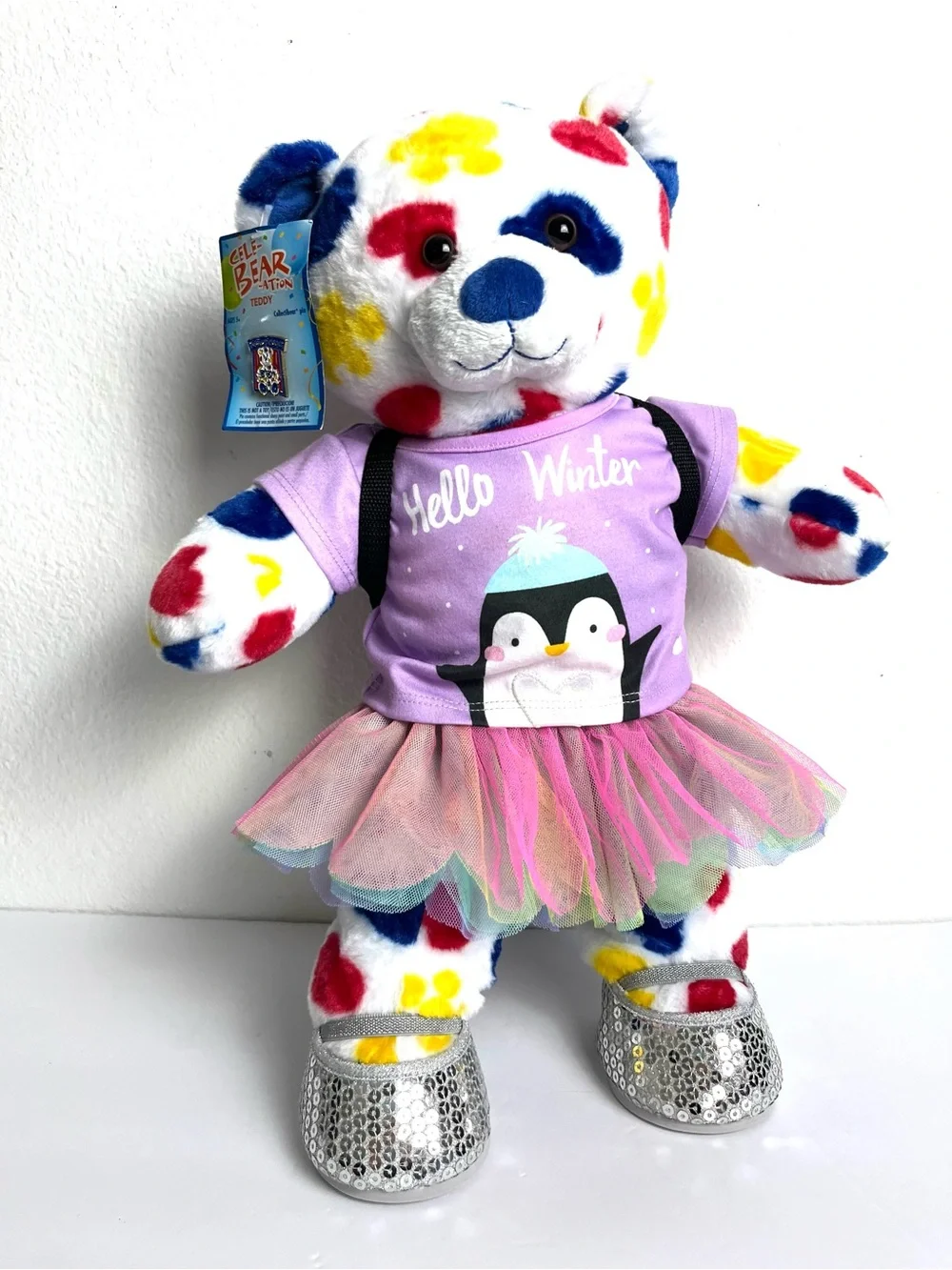 Build A Bear New Celebration Backpack Tutu Hello Winter Top Silver Sequins Shoes
